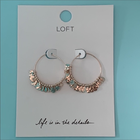 LOFT Jewelry - LOFT Rosegold Beaded Hoop Pierced Earrings
